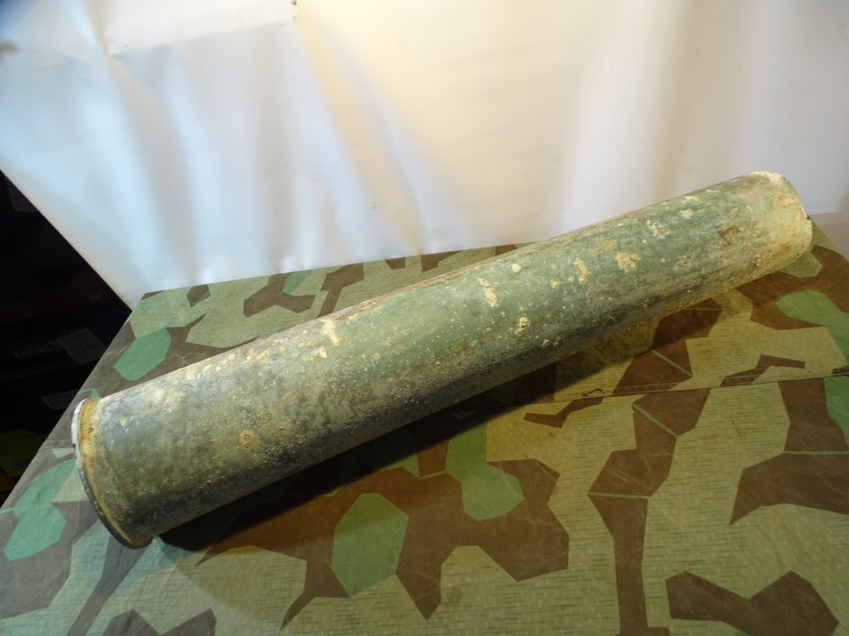 Große Britische QF 4,7 inch (120 mm) Deko Buntmetall Hülse / Kartusche von 1940 