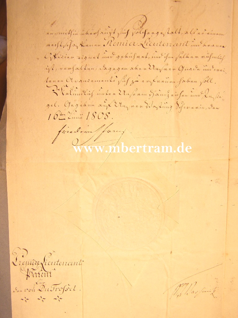 Friedrich, Franz, Herzog v. Mecklenburg Originalsignatur 1808