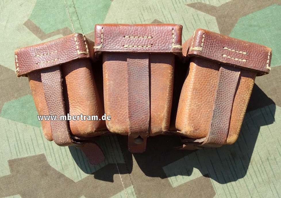 3er K 98 Patronentasche " Belger & Sohn 1915", braun, Zustand 1-2
