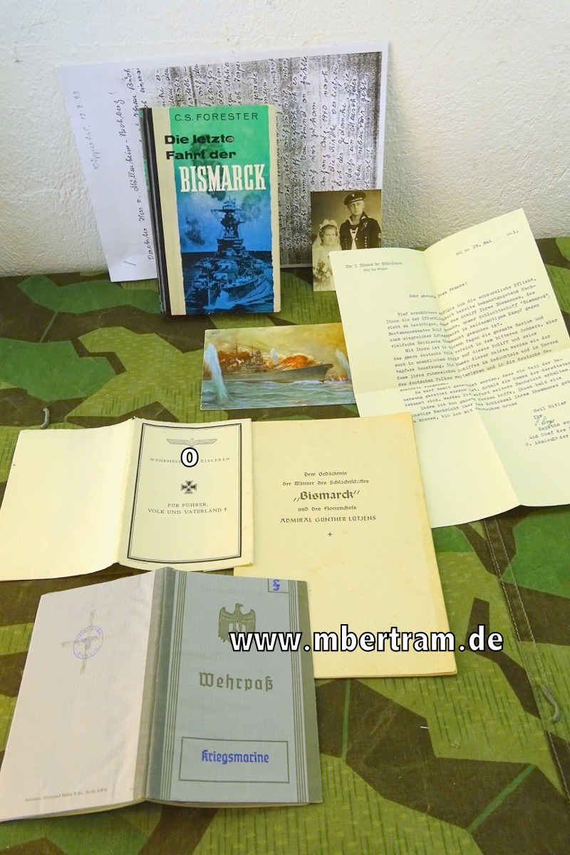Wehrpass des Art. Bootsmannsmaaten Rolf F. gefallen auf Schlachtschiff Bismarck