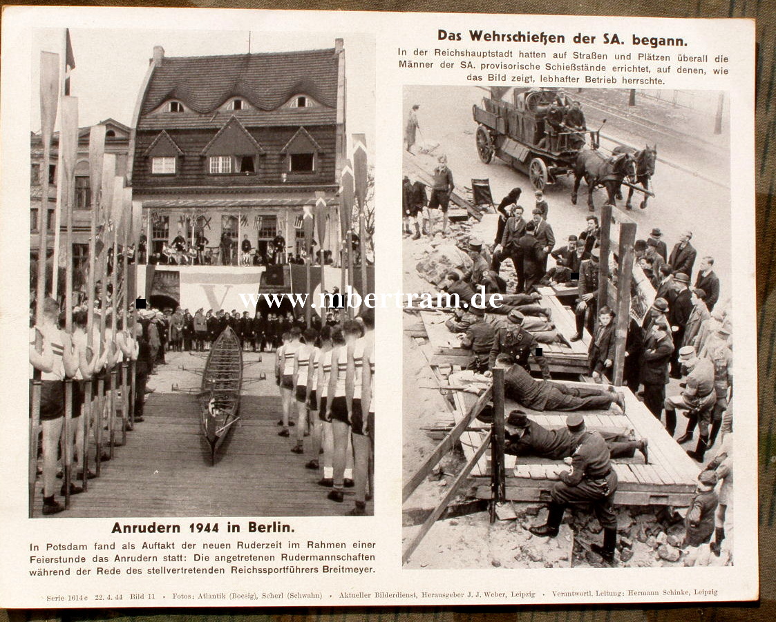 Anrudern 1944 Berlin, SA Wehrschiessen Berlin. 23x18
