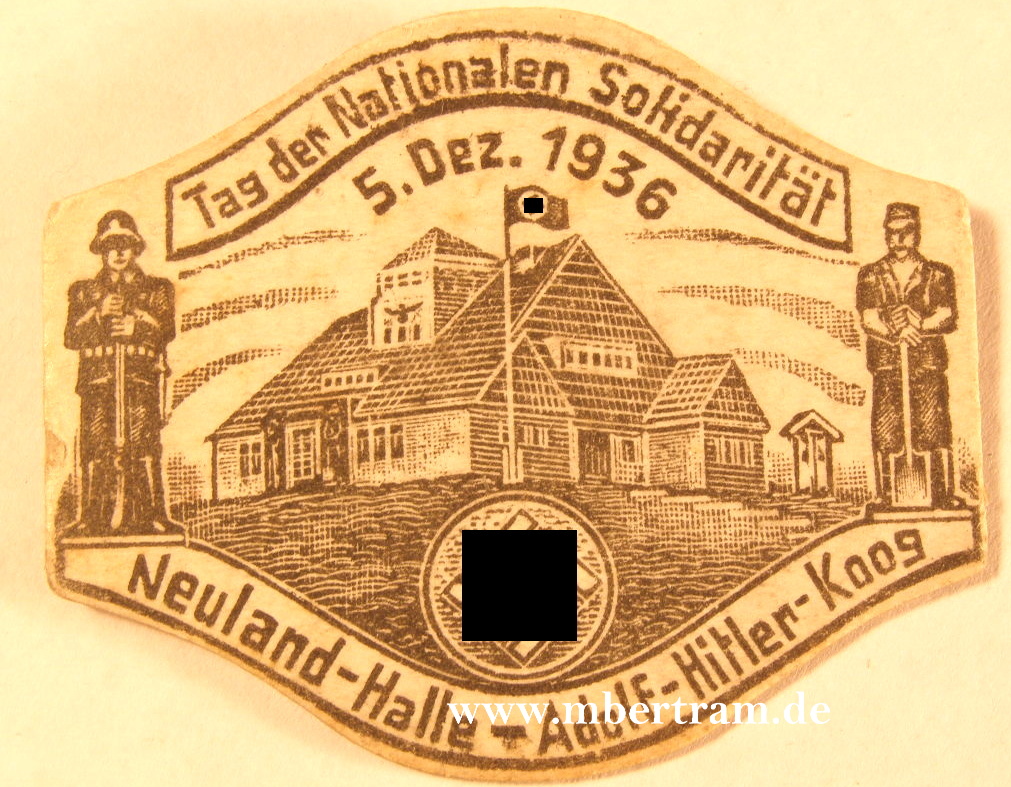 5.12.1936 Neuland-Halle-Adolf-Hitler-Koog , Pappabzeichen