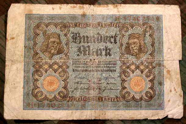 Reichsbanknote 100 Mark, Original Geldschein 20er Jahre