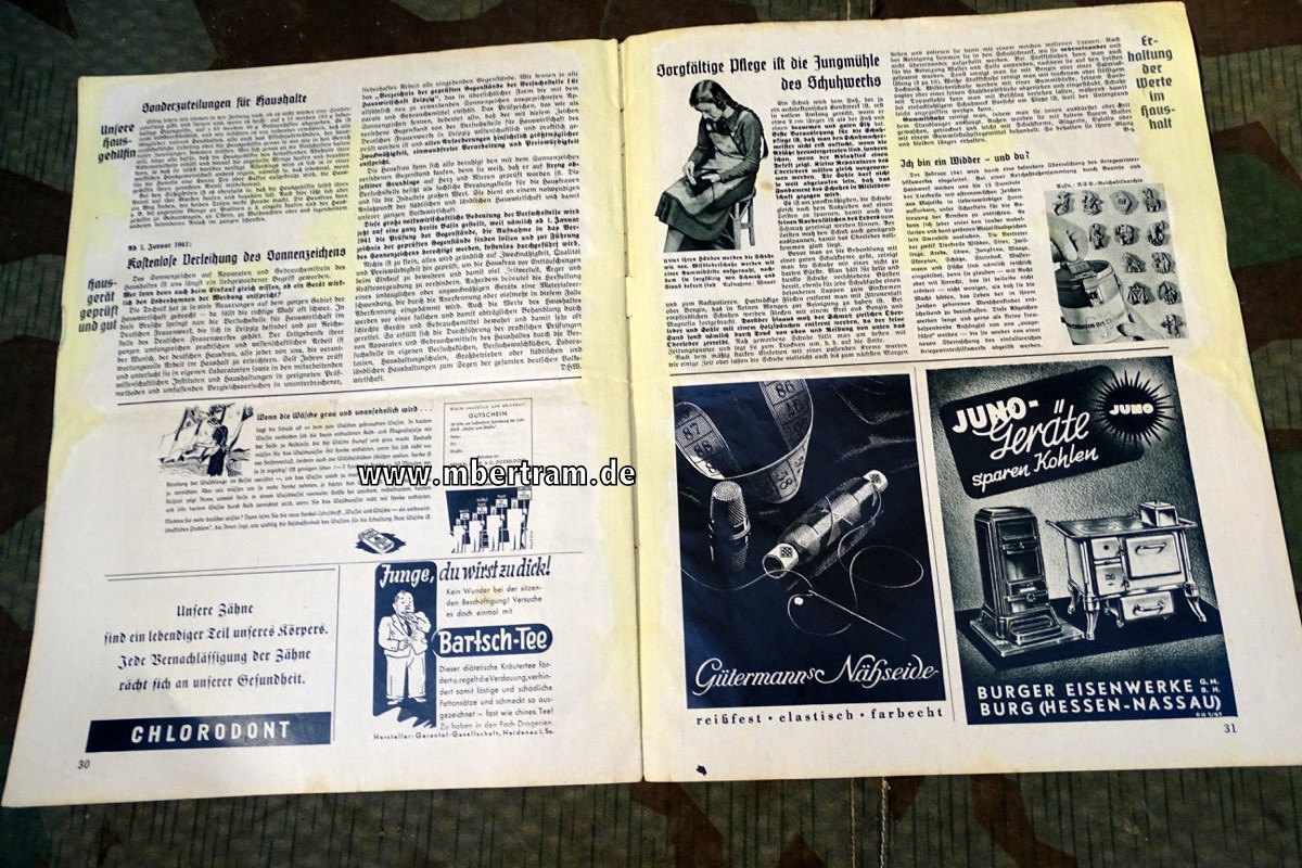 19709-9 Zeitschrift " Die Woche " 07.09.1938 und Zeitschrift "Deutsche Hauswirtschaft" 1941