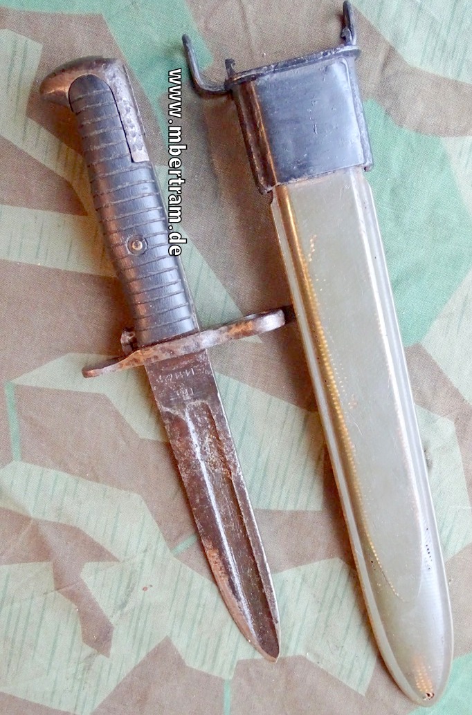 US Army Bajonett M1 für Garand Karabiner, original 2.WK, gekürzt zum Kampfmesser