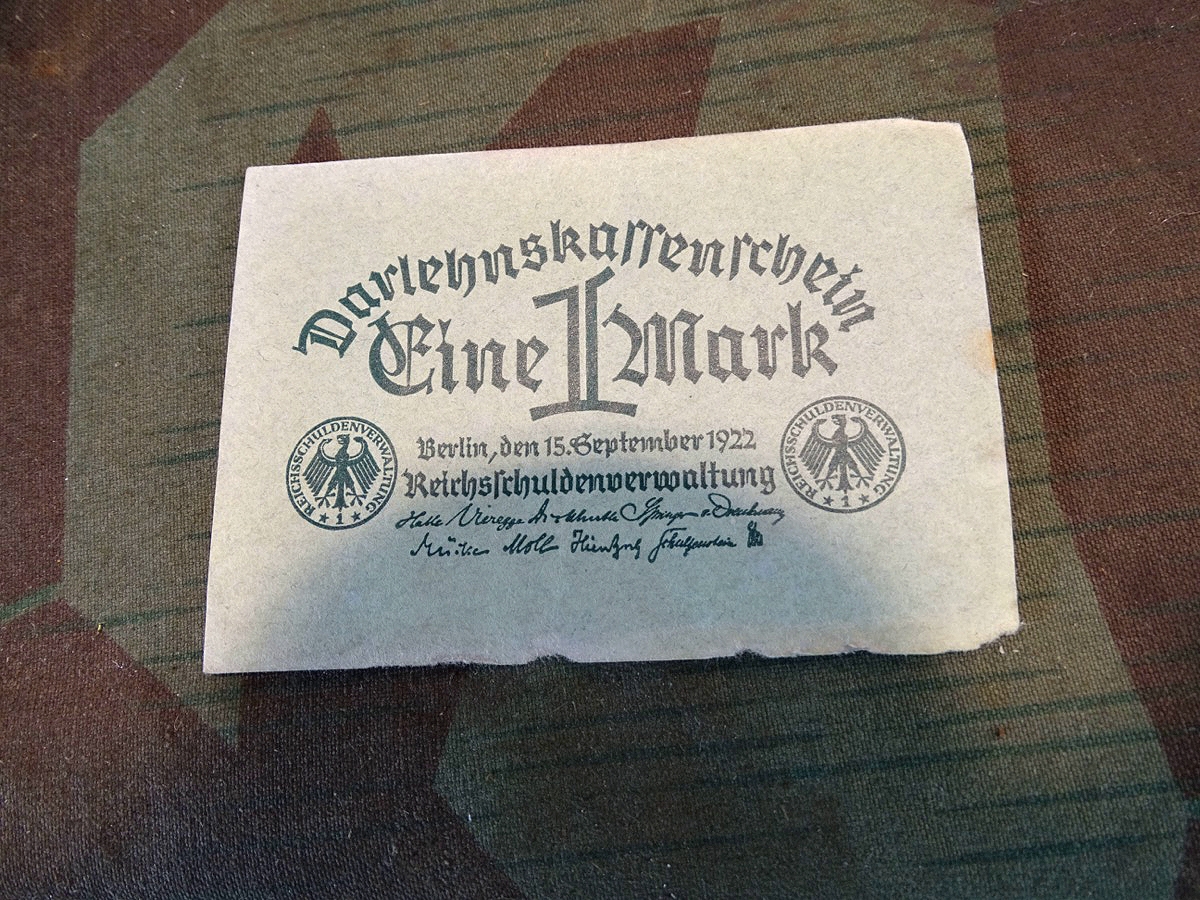 Darlehnskassenschein über 1 Reichsmark, goldene 20 `er Jahre und Inflationszeit... 