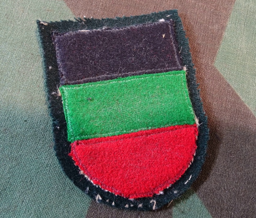 Wehrmacht Heer und Waffen SS Ärmelschild für Kuban Kosaken, 1. Modell, handgenähte Ausführung, getragen 
