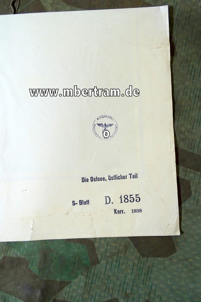 Kriegsmarine Seekarte ,Ostsee , ötslicher Teil Nr. D 1855,  1938