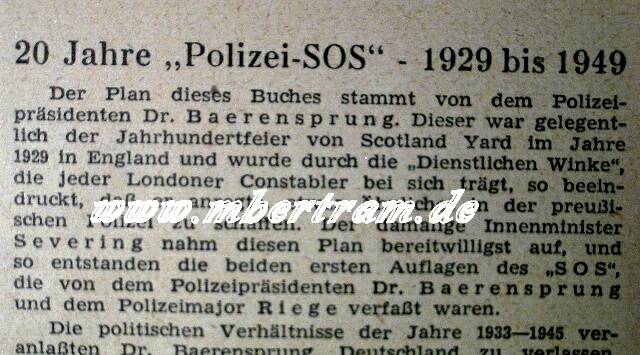 "SOS Polizei" Taschenkalender deutsche Polizei 1949 247 S.
