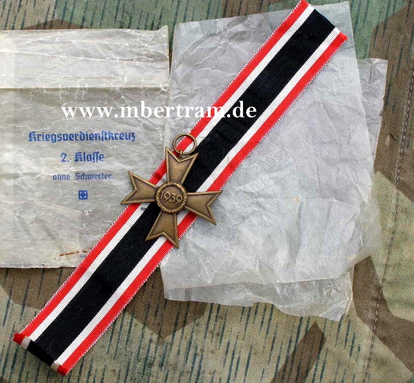 Kriegsverdienstkreuz 2. Klasse ohne Schwerter, Klarsicht Tüte