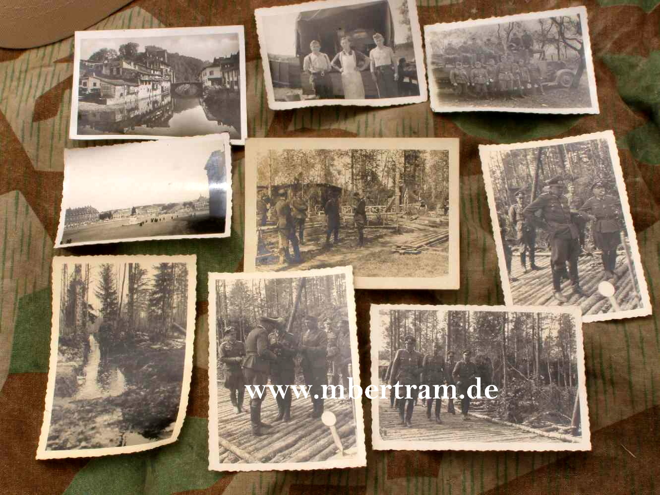 9 Fotos, Offizier mit DK Gold, Inspektion einer Stellung, Sumpf