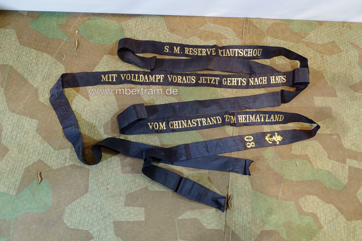 Kaiserliches Marine Mützenband " S.M. Reserve Kiautschou"  1908, ca. 4m