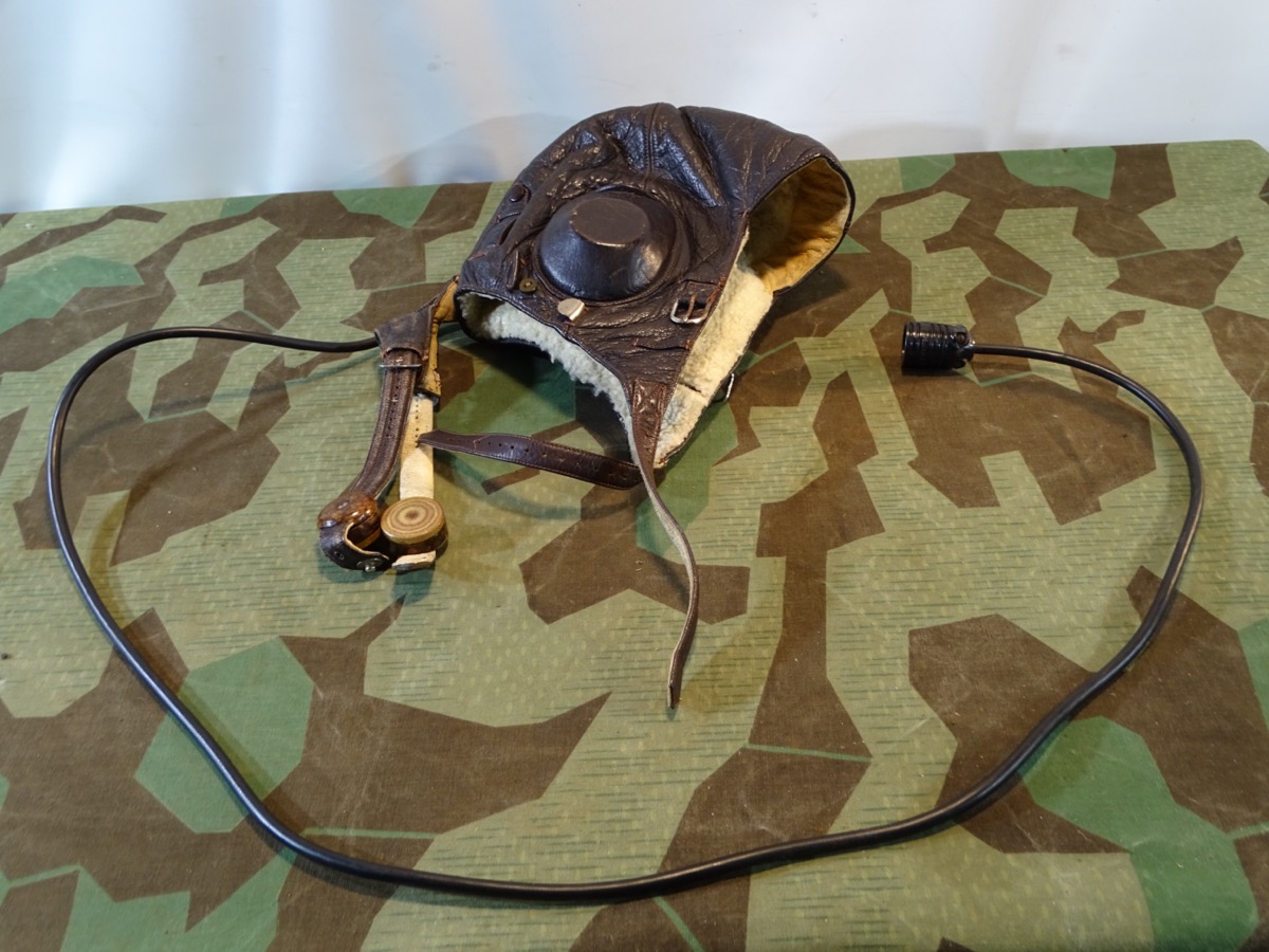 WH Luftwaffe Flieger Lederkopfhaube,  mit Sprechfunk, Lkp W 101 