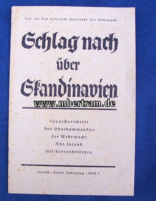 Wehrmacht Tornisterschrift "Skandinavien" 1940