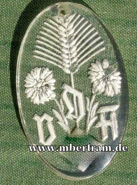 VDA-KORNBLUME und Ähre, Glasabzeichen mit HK