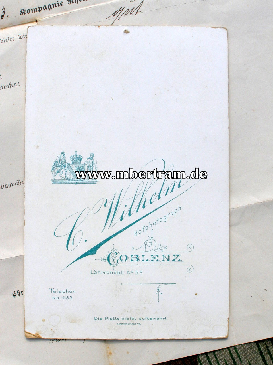 Foto u. Dokument: 1899-1901, 3. Kp. Rhein. Train Btl. Nr. 8