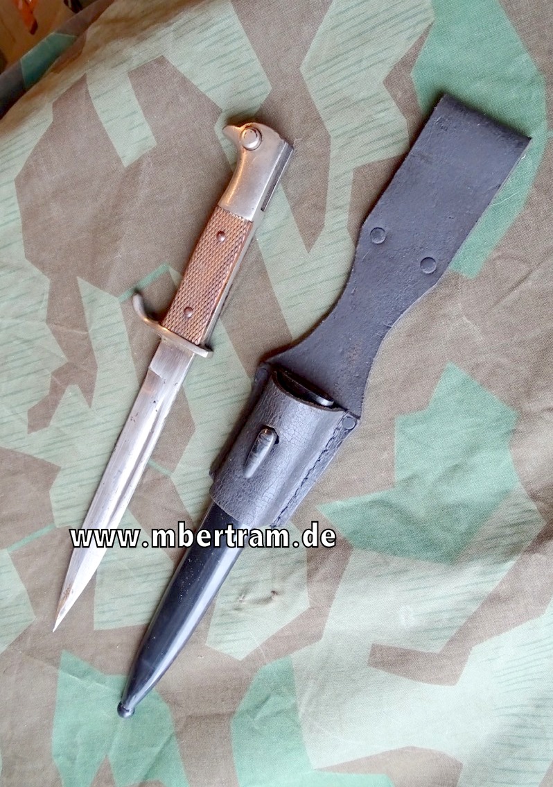 Offiziers Extra Seitengewehr um 1914, gewaffelte Holzgriffschalen, Koppelschuh