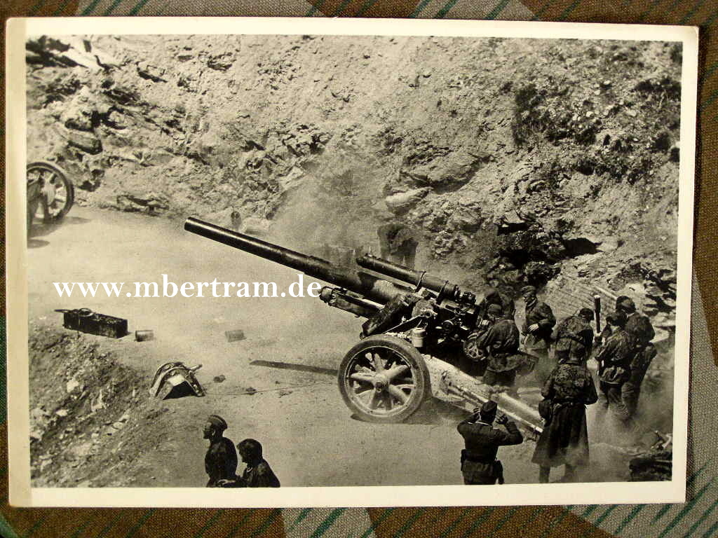 Unsere Waffen SS, Artillerie auf einer Passstrasse, gelaufen
