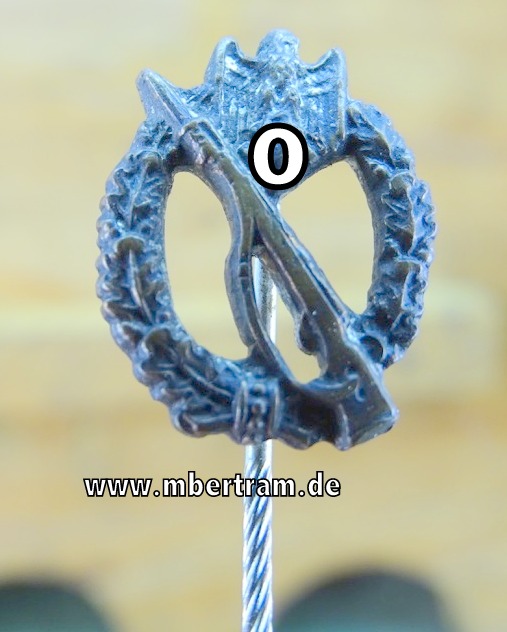 Infanteriesturmabzeichen in Bronze -Miniatur, 16 mm, Buntmetallfertigung