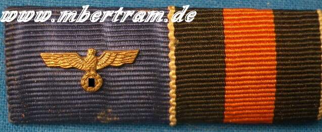 2er Bandspange, WH DA m.aufgel.Adler, Medaille 1.Okt. 1938