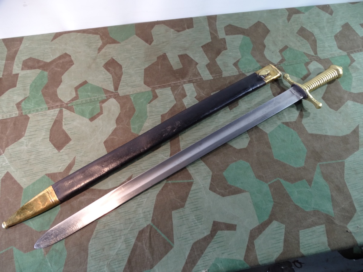 Grossherzoglich hessisches Artillerie Faschinenmesser mit Scheide um 1855