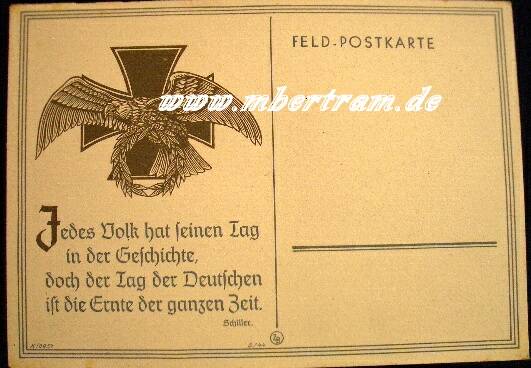 1. Weltkrieg, Feldpostkarte, ungelaufen, Aufdruck Adler u.EK