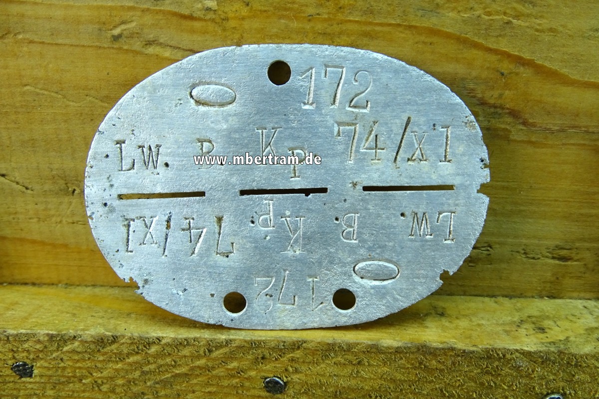 Luftwaffen Erkennungsmarke : LW B. Kp. 74/XI, Aluminium