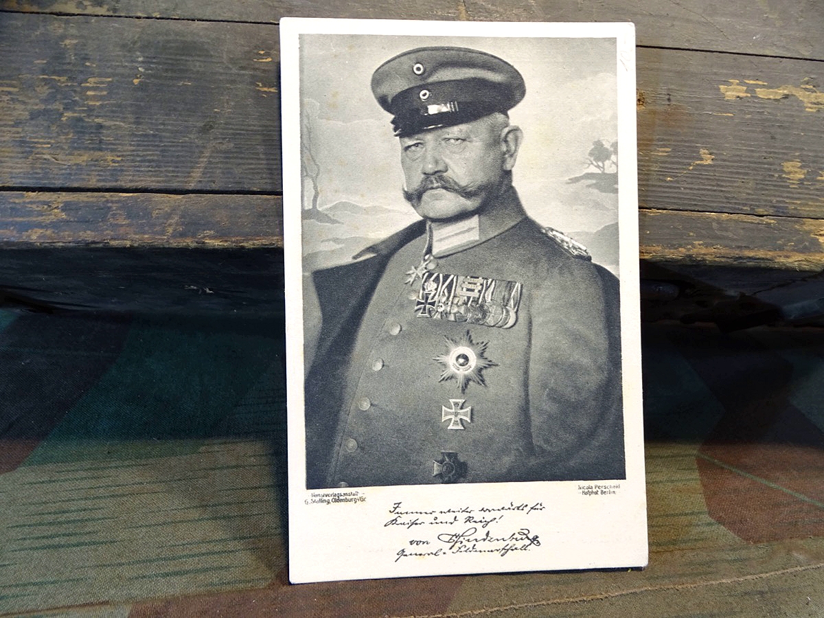 Portrait Postkarte Reichsmarschall General von Hindenburg, Sanitätshunde Verein Oldenburg