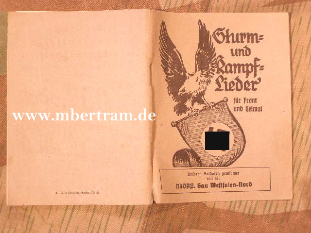 Liederbuch: "Sturm und Kampflieder für Front und Heimat"