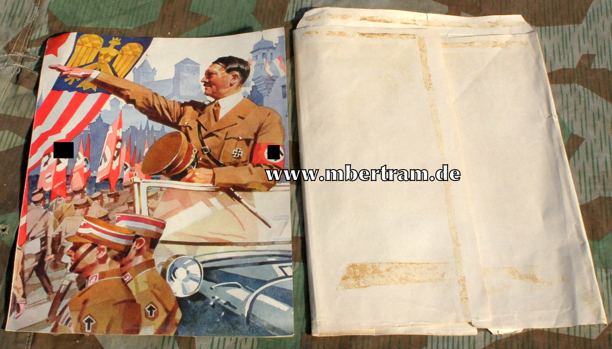DIN A 4 NS Propaganda Telegramm, 4 Seitig, 18.03.1939, für RAD Truppführer, sehr Dekorativ