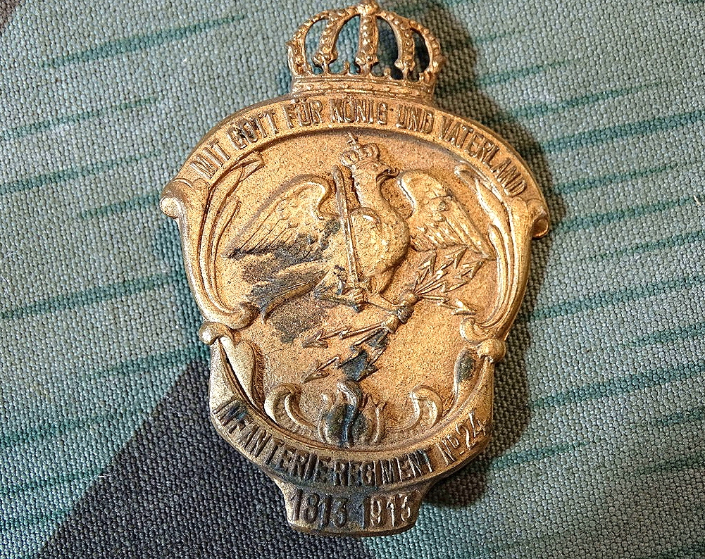 Abzeichen des Infanterie Regiments No. 24, ( Brandenbrg. ) 1813-1913, Mit Gott für König und Vaterland