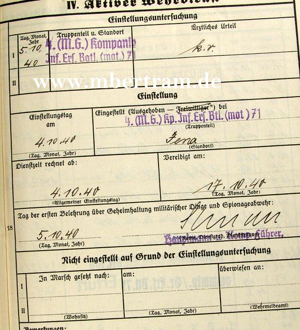 624-30 Wehrstammbuch Nahkpf Ausbildung, Pz.Vern.abz.,EK2, NkSp.