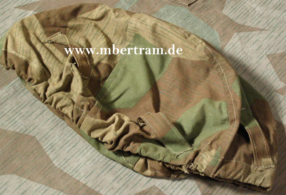 Stahlhelm Tarnbezug aus Zeltbahnstoff. Frontfertigung