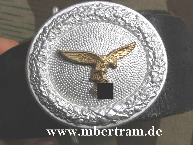 Replik, Luftwaffen Offizierskoppelschloss, original Lederriemen