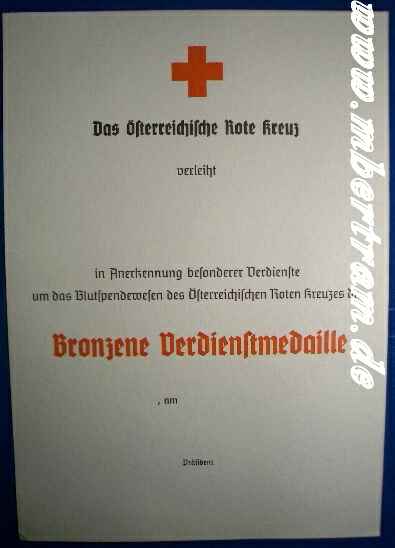 DRK: Urkunde für bronzene Verdienstmedaille ,BLANKO