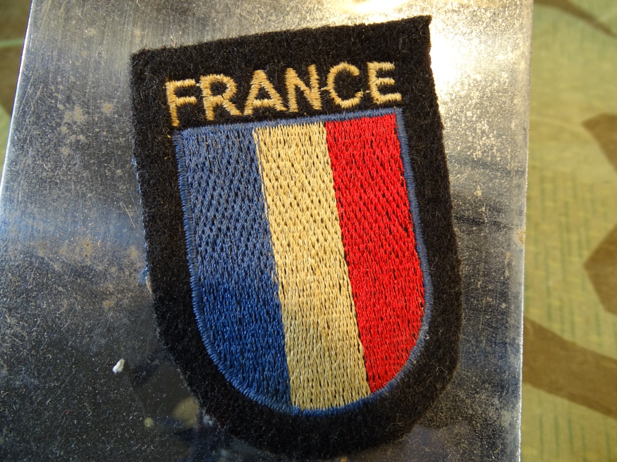 Replik: Ärmelabzeichen France für Freiwillige in der Waffen SS, maschinengestickt