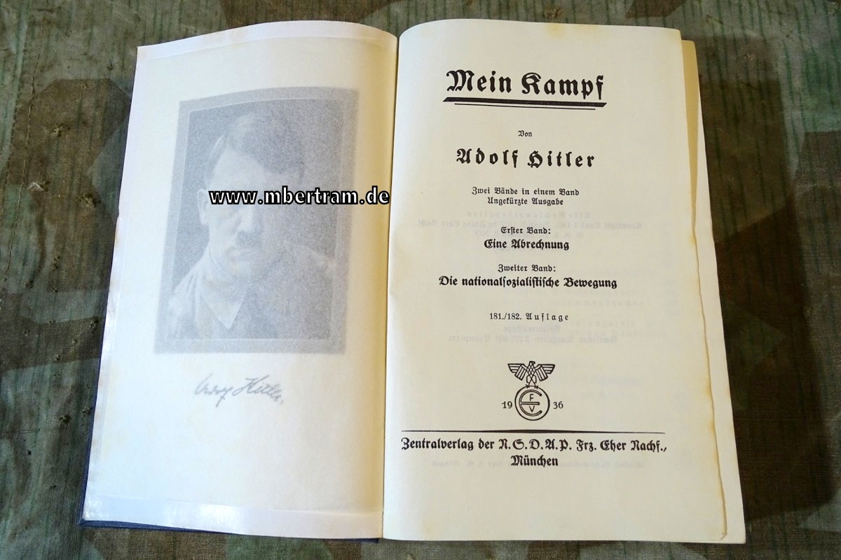 "Mein Kampf", Adolf Hitler, blauer Leineneinband 1936