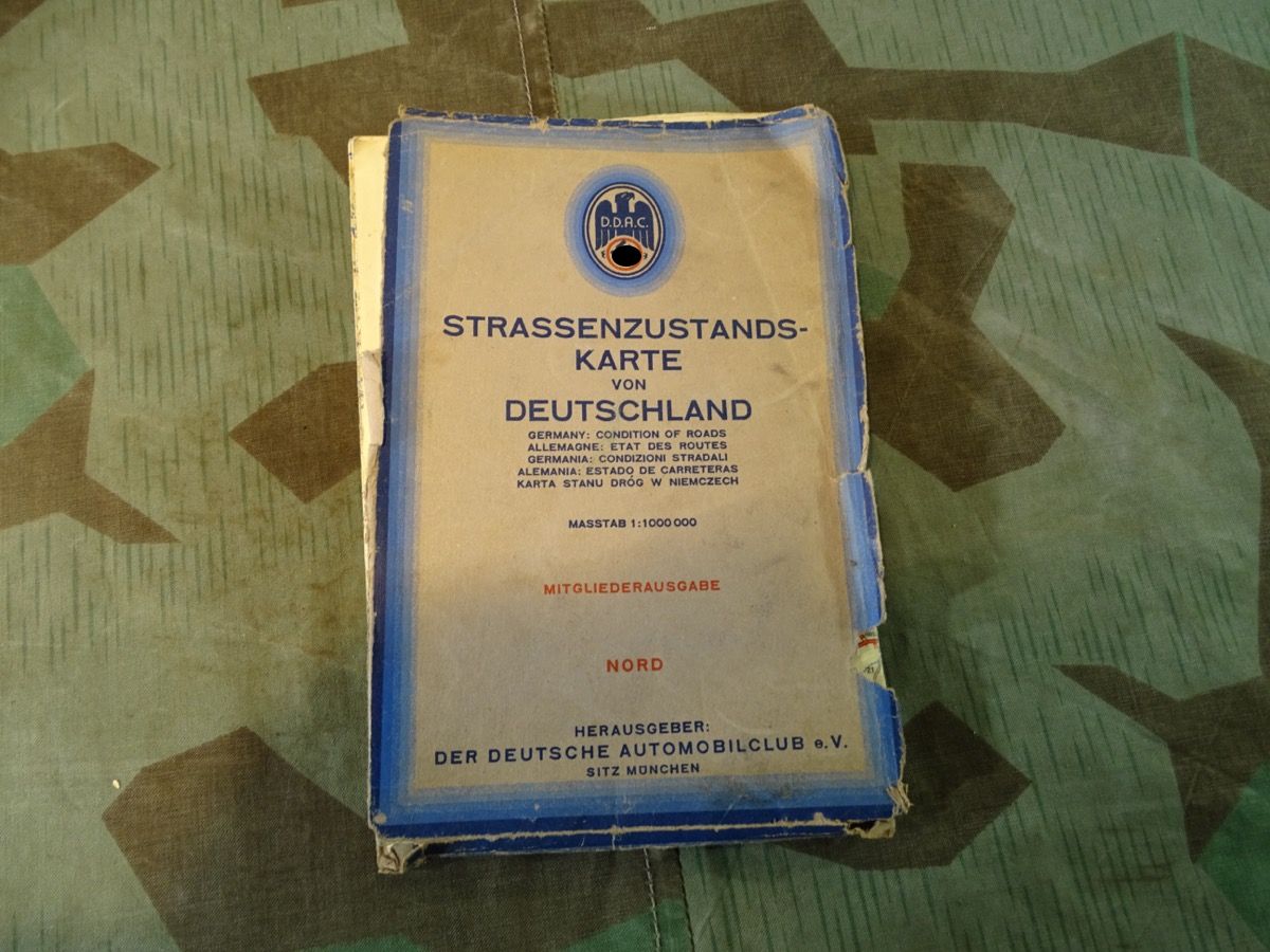 3. Reich, DDAC Strassenzustandskarte für Nord Deutschland, 1937, Mitgliederausgabe. 