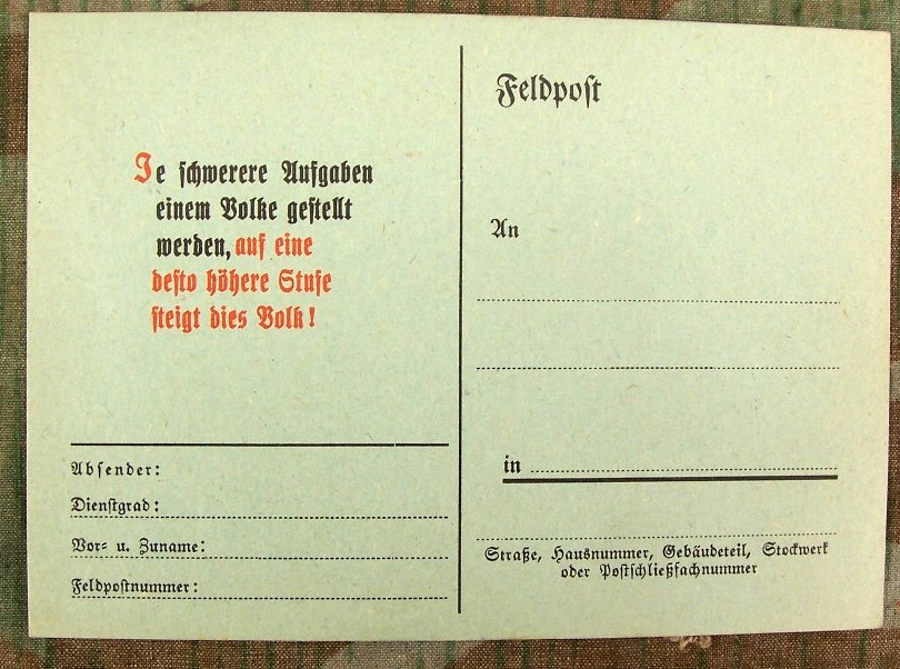 Wehrmacht Feldpostkarte mit Erbauungssprüchen