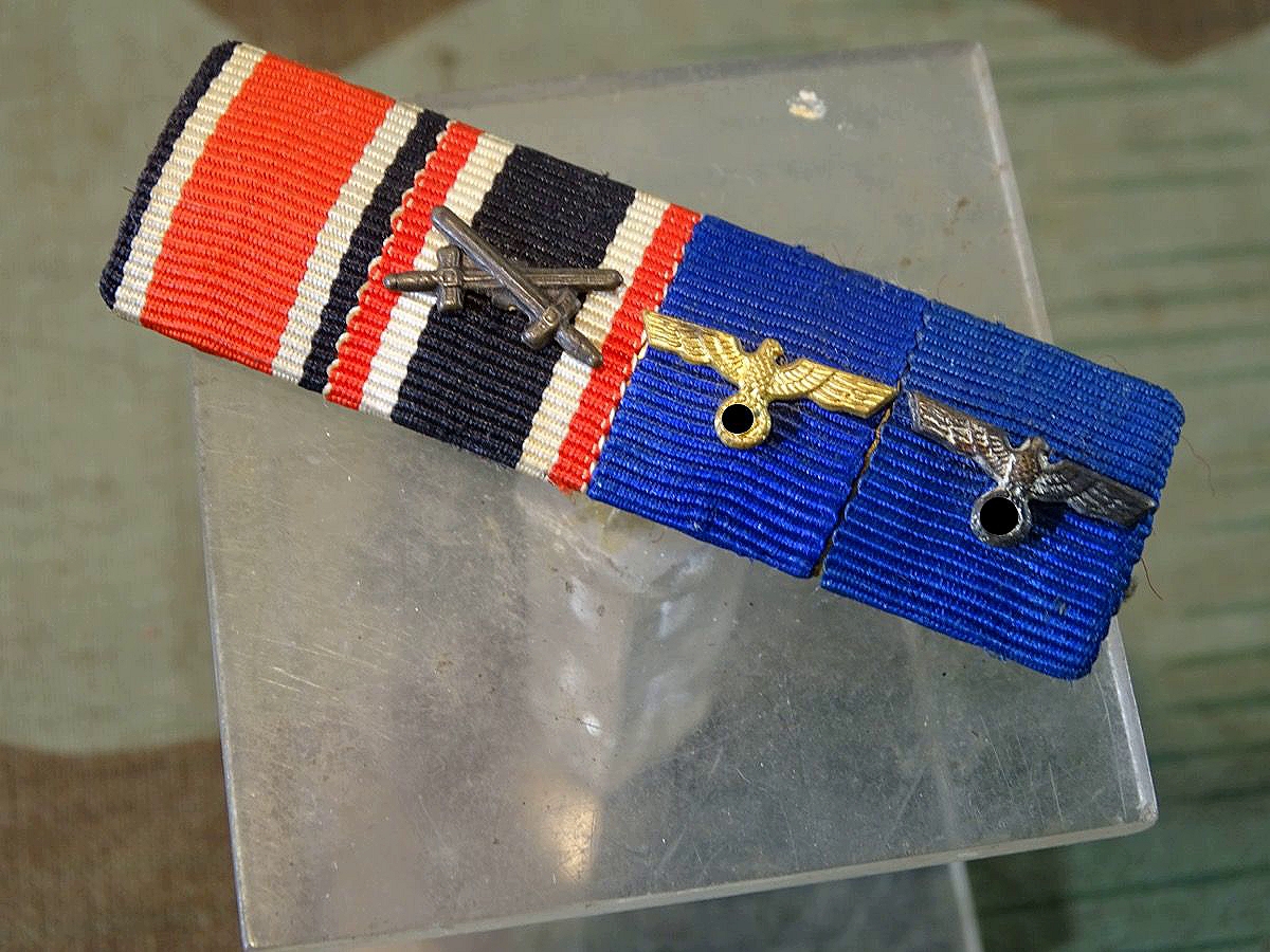 4er Bandspange / Bandschnalle, 2. Weltkrieg, Wehrmacht : EK 2. KvK, Dienstauszeichnung Wh 4 und 12 Jahre