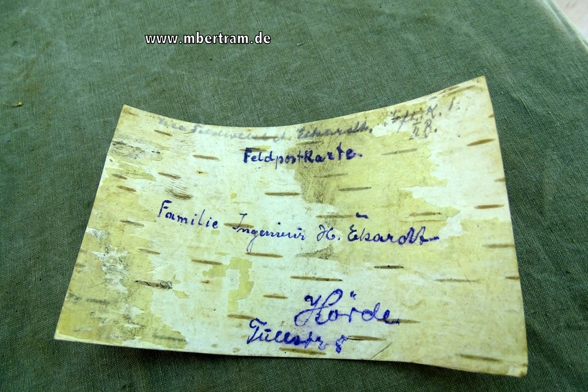 Feldpostkarten auf Birkenrinde von der Ostfront 1915
