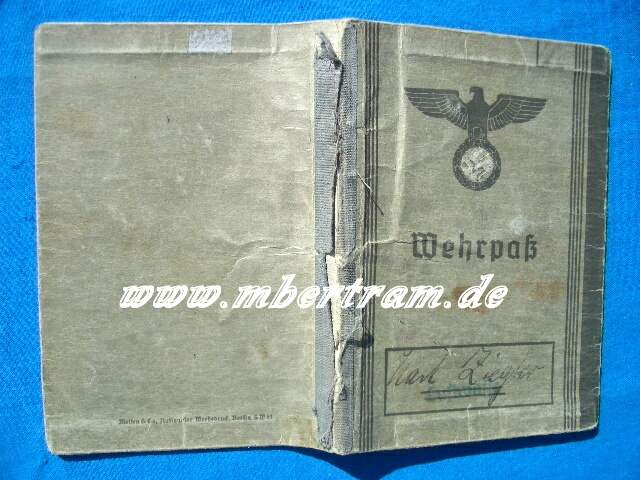 Wehrpass 2. Weltkrieg, Modell ab 1939, entnazifiziert. Zust.3