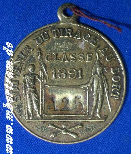 Frankreich: Medaille Classe 1891,Souvenir du Tirage au Sort