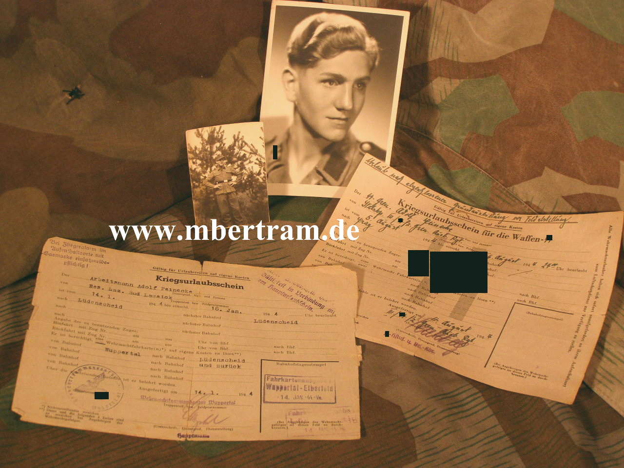 Kriegsurlauberschein SS, 2 Fotos, III./ SS Pz.Gen.Rgt. Schill