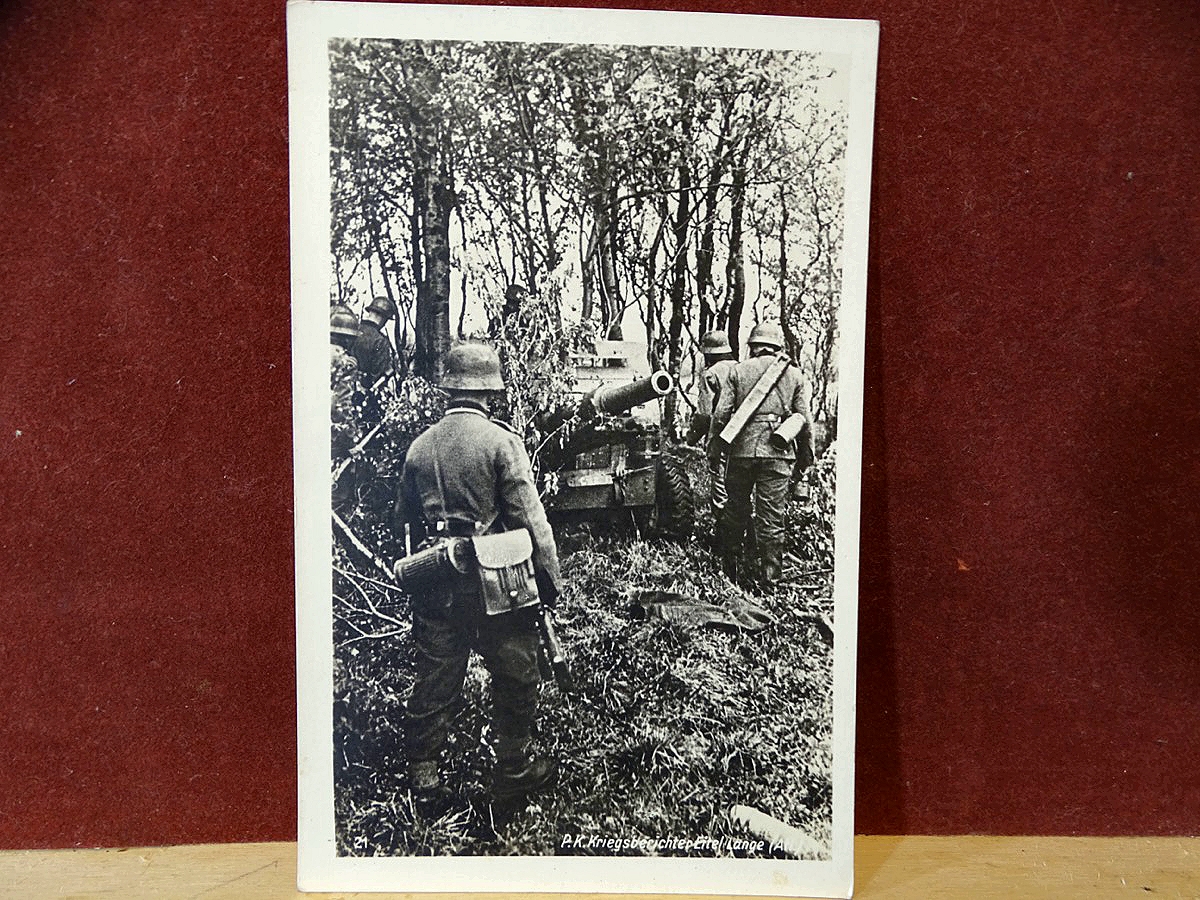 Wehrmachts Propaganda Postkarte - Gut getarne Geschützstellung