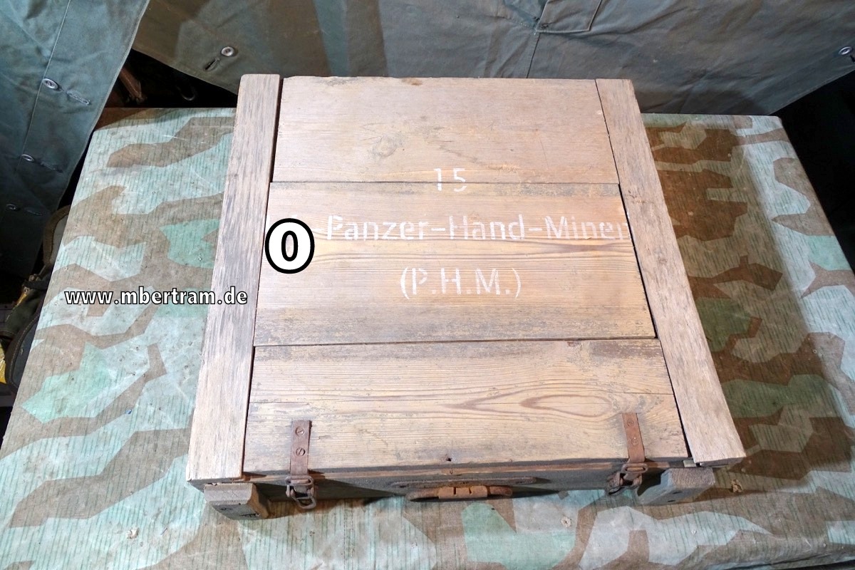 Munitionskiste " 15 SS Panzer Handminen P.H.M.) SELTEN !!