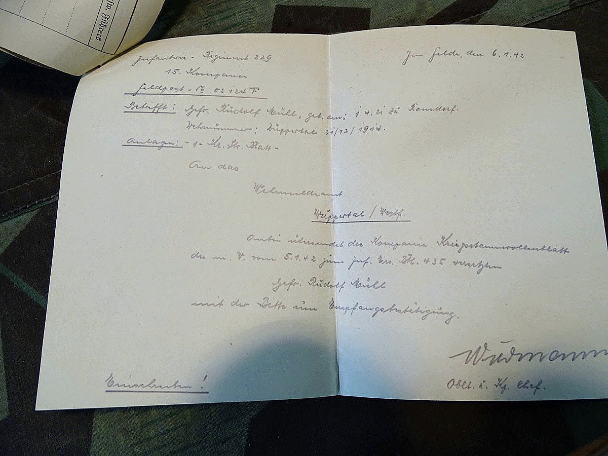 Wehrstammbuch  u. Papiere Uffz. Rudolf M. Pionier, Ostmedaille,  Verw. Ab. Schw. U sil. EK 2, Ostfeldzug