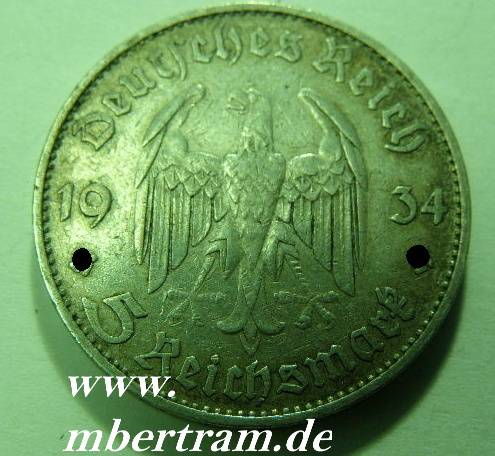 5 Reichsmark, Kunstvolle Originalmünze 30er Jahre