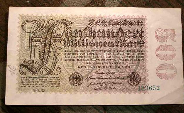 Reichsbanknote 500 Mark, kunstvoller Originalschein 20er Jahre