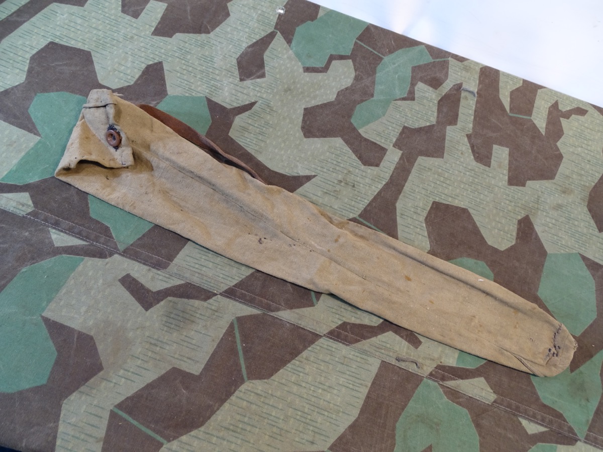 Zelt Zubehör Tasche Wehrmacht, Frontfertigung mit italienischem Bakelit Beuteknopf. 